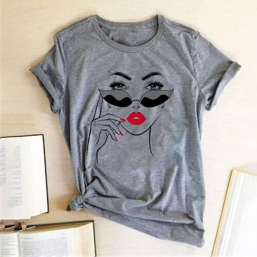 Femme Loose Top Clothes Noble Woman Avatar Print Women Tshirt Short Sleeve Round Neck Summer Plus Size Tee Shirt