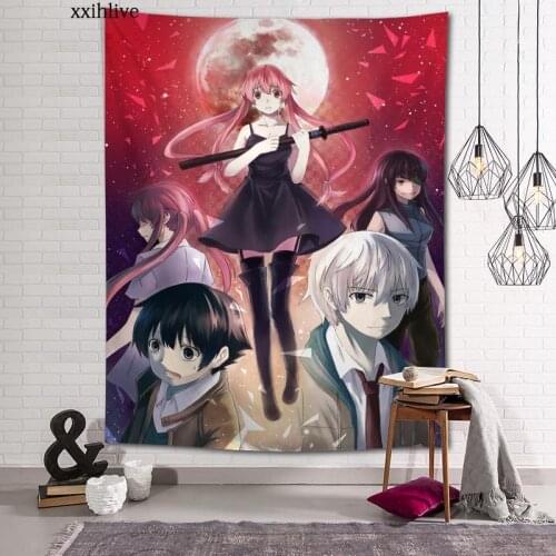 Custom Tapestry Anime Mirai Nikki Printed Large Wall Tapestries Hippie Wall Hanging Bohemian Wall Art Decoration Room Decor