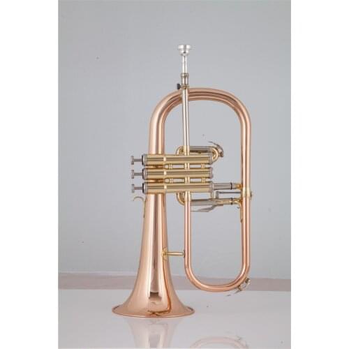 Hot Selling Bb Flugelhorn Rose Brass Lacquer metal Musical instrument Professional with Mouthpiece Case Free Shipping