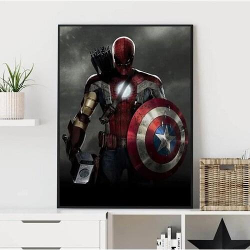 Marvel Superhero Captain America Art Canvas PaintingsThe Avenger Prints and Posters Wall Art Picture for Kids Room Decor Cuadros