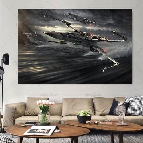 Disney Star Wars Movie Spaceship Robot Canvas Print Painting Wall Art Poster Pictures for Kids Bedroom Living Room Home Decor