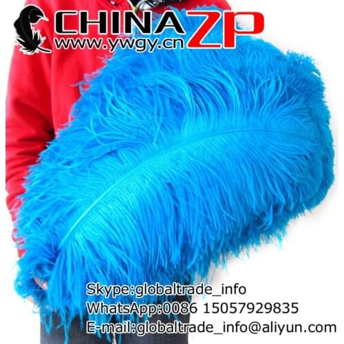CHINAZP Factory 60-65cm(24-26inch) Length 50pcs/lot Top Quality Dyed Blue Ostrich Feathers Wedding Decorations