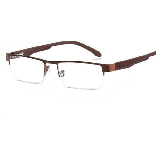 +100 +150 +200 +250 +300 +350 +400 Square Semi-Rimless Reading Glasses For Unisex Metal Half Rim Presbyopic Eyeglasses For Male