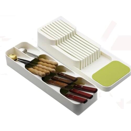 Storage Tray Knife Holder Tableware Organizer Spoon Fork Storage Box Plastic Container Plateau Knife Block Holder Kitchen Tools