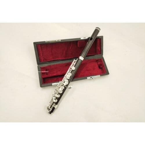 MARGEWATE 100% Ebony Wood PICCOLO C Key Sliver Plated Keys Professional Musical Instrument With Case Free Shipping