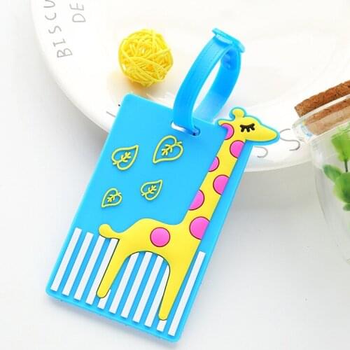 Lovely Cartoon Animal Giraffe Luggage Tag Travel Accessories Silica Gel Suitcase ID Address Label Baggage Name Tags
