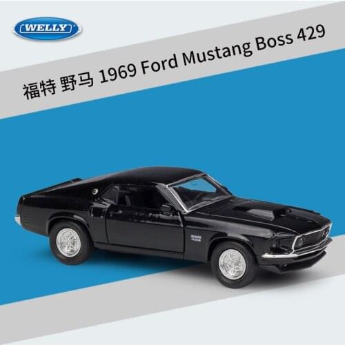 WELLY 1: 36 Scale Ford Mustang 1969 Diecast Alloy Car Model Metal Adult Collection Vehicle Toys Gift Souvenir Ornaments Display