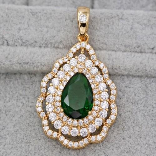 Fashion Bohemian Flower Pendant for Women Gold Plated Waterdrop Zirconia Necklace Pendant Fashion Wedding Jewelry Accessories