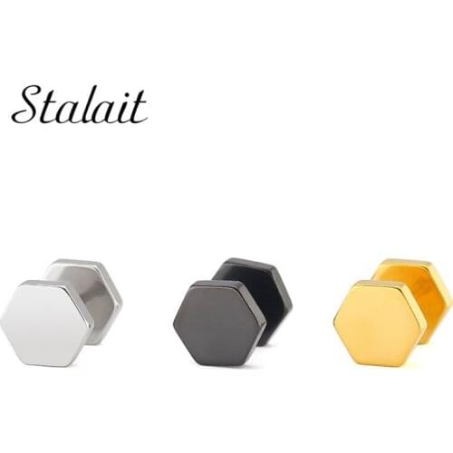 Fashion Simple Exquisite Hexagon Double-sided Stud Earrings Titanium Steel Stainless Steel Hypoallergenic Earrings