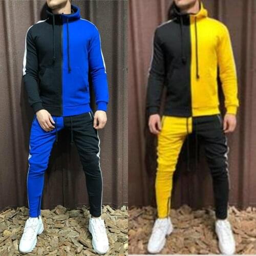 Mens Designer Tracksuits Spring Autumn Patchwork Sports Clothing Suits Hoodies Pants Joggers 2 Pcs Clothing Sets Plus Size