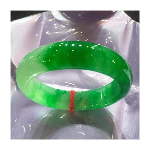 Send Certificate Natural Burmese Jadeite 54-64mm Ice Green Bracelet Elegant Princess Jewelry Send Mom to Girlfriend