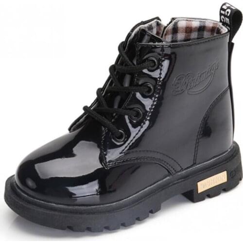 NEW 2020 Girls Leather Boots Boys Shoes Autumn Winter PU Leather Children Boots Fashion Toddler Kids Boots Warm Winter Boots