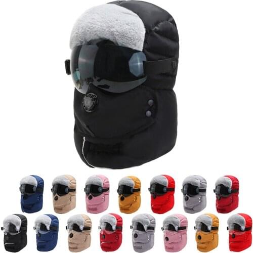 2020 New Winter Hats,Men Women Original Design Cotton Hats Cycling Windproof Hood Hat Ski Cap With Glasses Balaclava Bomber Hats