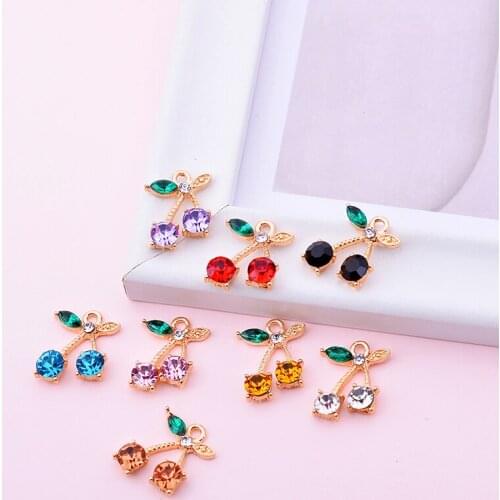 Peixin 10Pcs/Set Fashion Sweet Fruit Cherry Pendant Jewelry Colorful Earring Accessories DIY Earring Jewelry Making Supplies