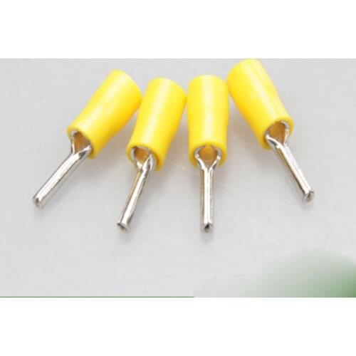 PTV series 100PCS/Bag yellow Insulated Pin terminals 6.7mm Cable Connector wire terminals Needle Shaped Pre-insulating terminal