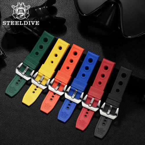 STEELDIVE Automatic Watch Strap 20MM Mechanical Watch Bands 22mm Steel Dive Watch Rubber Strap 20/22mm Fashion Watches Bracelets