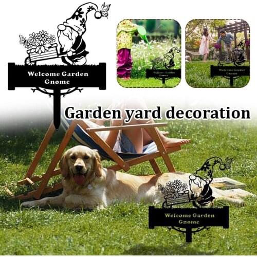 Garden Gnome Monogram Yard Sign Iron Style Silhouettes Garden Lawn Decoration GQ