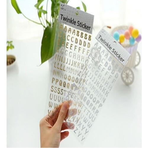 1sheet/pack Six selections of hot stamping silver numbers and letters with decorative stickers