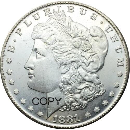 Untied States 1881 Cupronickel Silver Plated Morgan One Dollar Copy Coins
