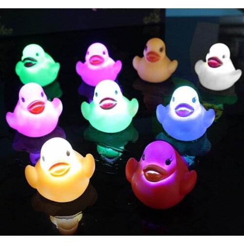 LED Flashing Light Rubber Floating Duck Bathtub Shower Toy For Kids Children AXYA