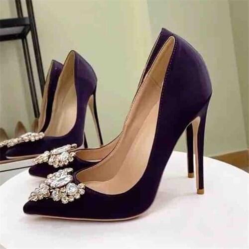 Bling pearl flowers metal fasteners design stilettos 8cm 10cm 12cm high heels pointed toe fashion big size pumps BM030 ROVICIYA