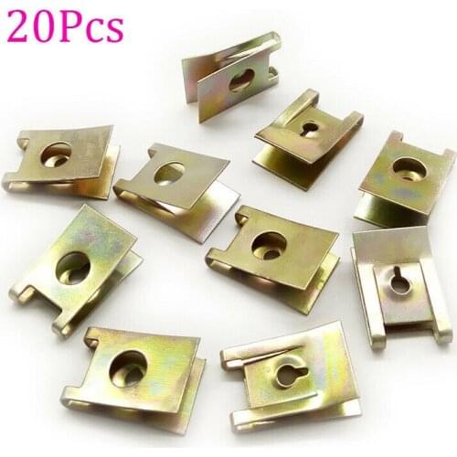 Universal 20PCS Auto Car Self-tapping Screw Metal U-Type Base Iron Fender Bumper Leaf board Fastener Grommet Clip