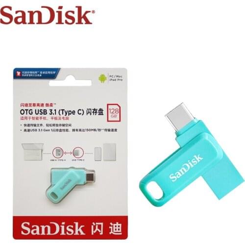 USB 3.1 Sandisk SDDDC3 USB Flash Drive 64GB OTG Type-C DC3 Mini U Disk Memory USB Stick 128GB 256GB Pendrive