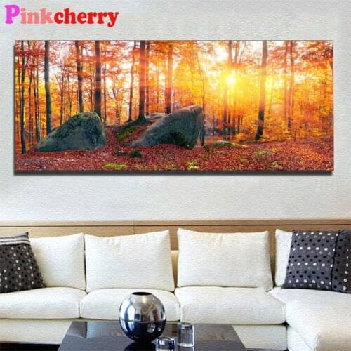 Sunset autumn forest large size Diamond Painting Full Round Square 5D DIY Diamond embroidery Mosaic Diamond art