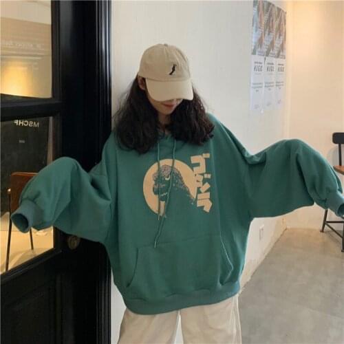 Womens Sweatshirts Korean Ins Chic Ulzzang Loose College Style Printed Sweet Sweatshirt Female Kawaii Cute Svitshot For Women