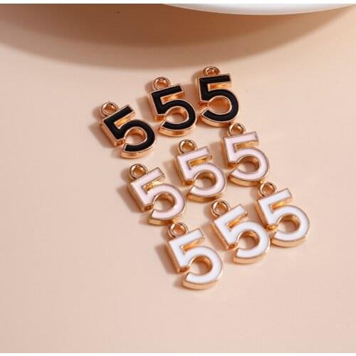 10pcs/lot 9*14mm Enamel Mini Number 5 Charms DIY for Necklaces Pendants Earrings Handmade Craft Jewelry Making Accessories