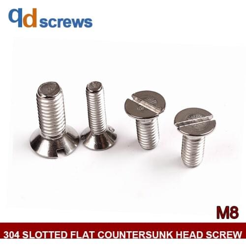 304 M8M10 Slotted Flat countersunk head screw GB68 DIN963 ISO 2009 JIS B 1101.3