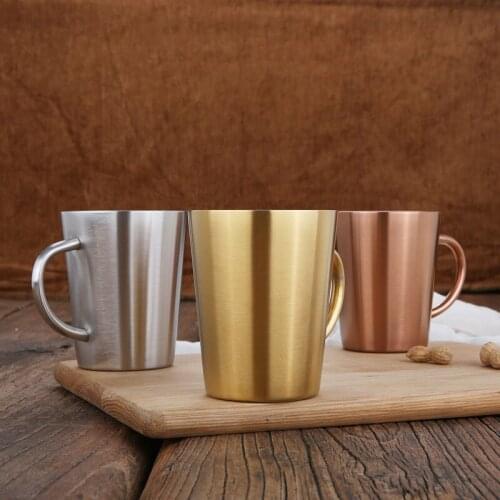 400ML304 Stainless Steel Double-layer Coffee Cup Creative Water Cup Insulation Anti-hot Household Items Beer Mug
