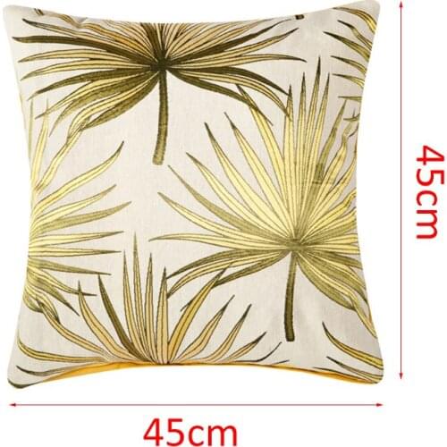 45x45CM Cotton Linen Jacquard Cushion Cover Palm Leaf Banana Leaf Linen Pillowcase Decorative Sofa Bed Car Pillow Covers