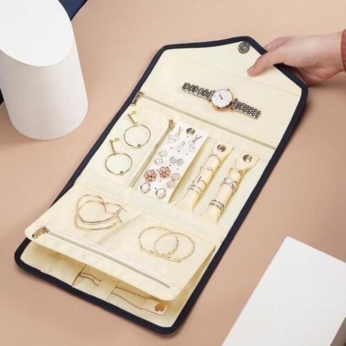 70% Dropshipping!Jewelry storage portable foldable large-capacity flip zipper buckle earrings jewelry storage bag