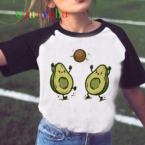 Avocado Tshirt Women Kawaii Aesthetic Cartoon T Shrit Clothing New Graphic Harajuku Funny Summer T-shirt Female Tops Tee