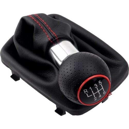 Beler Red Ring Manual Transmission 6 Speed Gear Shift Knob Gaiter Boot Fit For Audi A3 S3 2004 2005 2006 2007 2008 8L0863278BJ