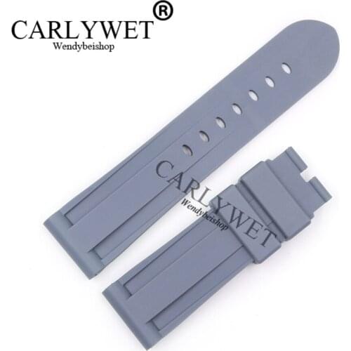 CARLYWET 24mm Men Grey Waterproof Silicone Rubber Replacement Wrist Watch Band Strap Belt For Luminor