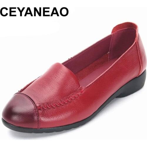 CEYANEAOSpring And Autumn Women Flats 2019 Fashion Genuine Leather Flat Shoes Woman Soft Casual Loafers Women ShoesE1704