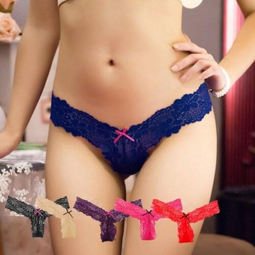 Pure Lace Sexy Panties Womens Bowknot Low Waist Seamless Womens Panties Thong T Pants Sexy Underwear Women