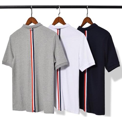 2021 Fashion Brand T-Shirt Men Women Couple Short Casual Clothing Slim Summer Turn-down Collar Cotton Striped T Shirts
