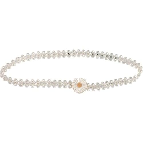 [HIMUNU] Latest Styles Pearl Belt For Women Fashion Brand Designer Elasticity Strap Female For Jeans Thin Waistband