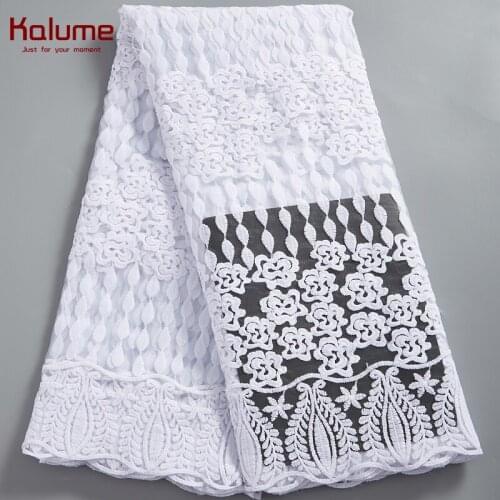 Kalume Lace Fabric Sequins African Nigerian French Tulle Lace Fabric 5 Yards 2021 Embroidery For Diy Dress Sewing Wedding F2562