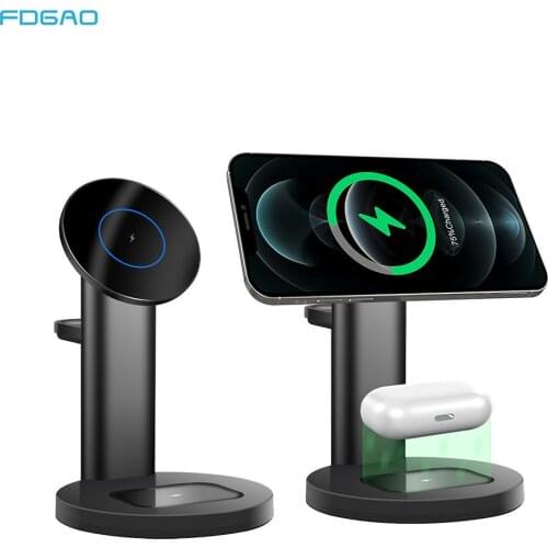 Magnetic 15W Qi Wireless Fast Charging Stand 3 in 1 For Apple Watch 6 SE 5 4 iPhone 12 Pro Max Mini Airpods Charger Dock Station