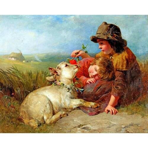 "Little Boy and Dog" picture DIY digital painting by number painting Christmas birthday unique gift