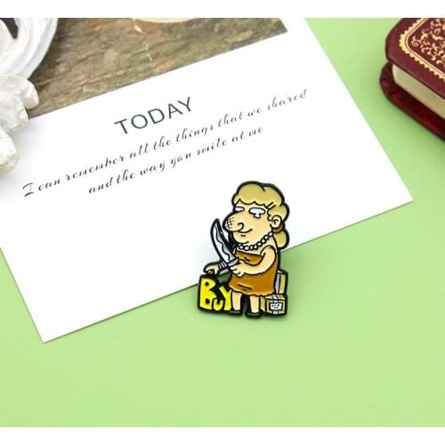 Cartoon creative girl chop hands online shopping modeling metal Brooch funny fashion accessories pin clothes backpack accessorie