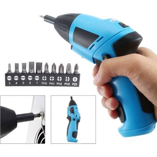 Mini 6V 200rpm Battery Operated Cordless Electric Screwdriver Drill Wireless Power Driver DIY Tools + 10PC Head Bit Accessories