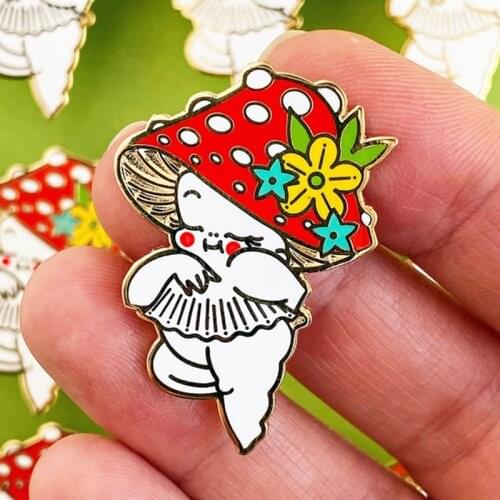 Cartoons Mushroom Kewpie Enamel Brooch Pin Backpack Hat Bag Collar Lapel Pins Badges Women Mens Fashion Jewelry Accessories
