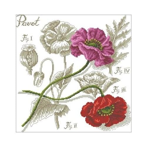 Shadow Flower-Poppy Needlework,For Embroidery,DIY 14CT Unprinted Arts Cross stitch kits Set Cross-Stitching Home Decor