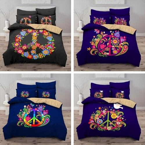 Peace Symbols Bedding Set 2/3Pcs Duvet Cover & Pillowcase(s) 3D Printed Quilt Cover Home Textile Gift