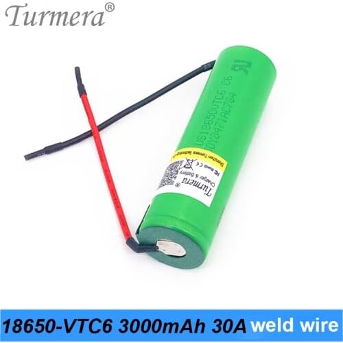 Original us18650vtc6 vtc6 30a 18650 3000mah battery welding wire for battery screwdriver rechargeable battery pack